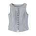 Striped waist cinched sleeveless top