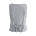 Striped waist cinched sleeveless top