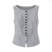 Striped waist cinched sleeveless top