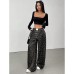 Vintage Trendy Casual Pants for Women High Waist Loose Straight Wide Leg Long Trousers