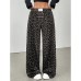 Vintage Trendy Casual Pants for Women High Waist Loose Straight Wide Leg Long Trousers