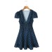 V-neck strap waist cinching dress