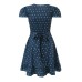 V-neck strap waist cinching dress