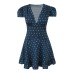 V-neck strap waist cinching dress
