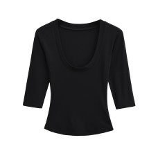 U-Neck slim fit short sleeved top