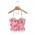 V-neck hanging neck tied floral top