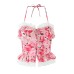 V-neck hanging neck tied floral top