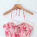 V-neck hanging neck tied floral top