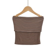 Elastic slim striped top