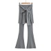 Waist tied slightly flared pants long pants