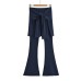 Waist tied slightly flared pants long pants