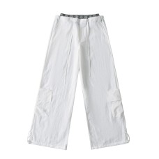 Side pocket splicing plaid straight tube loose fitting work pants Side pocket splicing plaid straight tube loose fitting work pants