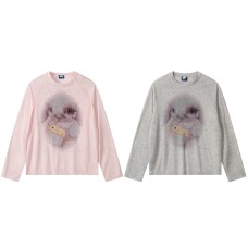 Cute Rabbit Print Long Sleeve T-Shirt for Women Soft and Skin-Friendly Slimming Inner Layer Top