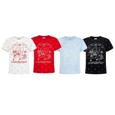 Polka Dot Unicorn Embroidery Round Neck T-Shirt for Women