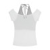 Sweet and Cool Style False Two-Piece Halter Neck Short Sleeve T-Shirt for Women