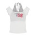 Sweet and Cool Style False Two-Piece Halter Neck Short Sleeve T-Shirt for Women