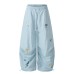 Star embroidery curved knife casual pants for women