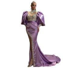 Elegant Gold-Sprinkled Evening Gown with Princess Sleeves, Fitted Bodycon,  Long Dress