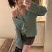 Choker Strapless Knit Top for Women with V-Neck and Layered Design Choker Strapless Knit Top for Women with V-Neck and Layered Design