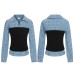 Splicing and contrasting fake two piece top for women Splicing and contrasting fake two piece top for women