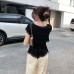 Unique Lace Spliced V-Neck Short Sleeve T-Shirt for Women Unique Lace Spliced V-Neck Short Sleeve T-Shirt for Women