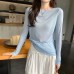 Solid Color Round Neck Regular Shoulder Loose Long Sleeve T-Shirt