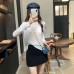 Solid Color Round Neck Regular Shoulder Loose Long Sleeve T-Shirt