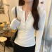 Seductive Unique Half-Open Neck Basic T-Shirt