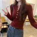 Seductive Unique Half-Open Neck Basic T-Shirt