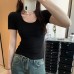 Pure Style High-Waisted U-Neck Short Sleeve Inner Layer T-Shirt Pure Style High-Waisted U-Neck Short Sleeve Inner Layer T-Shirt