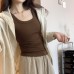 Pure Style High-Waisted U-Neck Short Sleeve Inner Layer T-Shirt Pure Style High-Waisted U-Neck Short Sleeve Inner Layer T-Shirt
