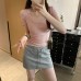 Pure Style High-Waisted U-Neck Short Sleeve Inner Layer T-Shirt Pure Style High-Waisted U-Neck Short Sleeve Inner Layer T-Shirt