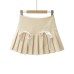 High waisted side zipper bow pleated skirt