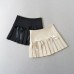 High waisted side zipper bow pleated skirt