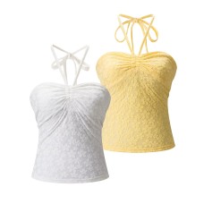 Tailored drawstring hanging neck with exposed navel tank top