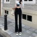 Flared jeans for women, high-waisted slimming design, stretchy fitted pants, black Flared jeans for women, high-waisted slimming design, stretchy fitted pants, black
