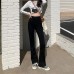 Flared jeans for women, high-waisted slimming design, stretchy fitted pants, black Flared jeans for women, high-waisted slimming design, stretchy fitted pants, black