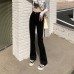 Flared jeans for women, high-waisted slimming design, stretchy fitted pants, black Flared jeans for women, high-waisted slimming design, stretchy fitted pants, black
