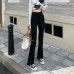 Flared jeans for women, high-waisted slimming design, stretchy fitted pants, black Flared jeans for women, high-waisted slimming design, stretchy fitted pants, black