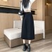 Black Split Denim Midi Skirt for Women, High Waist, Slim Fit, A-Line Pencil Skirt, Summer Style