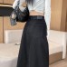 Black Split Denim Midi Skirt for Women, High Waist, Slim Fit, A-Line Pencil Skirt, Summer Style
