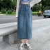 Denim Midi Skirt Women High Waist A-Line Vintage  Autumn Fashion Plus Size Casual Dress