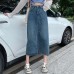 Denim Midi Skirt Women High Waist A-Line Vintage  Autumn Fashion Plus Size Casual Dress