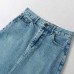 Single button high waisted loose denim skirt