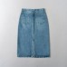 Single button high waisted loose denim skirt