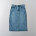 Single button high waisted loose denim skirt