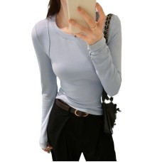 Slimming Bone-Style Top for Women, Black, Long Sleeve