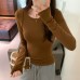 Slimming Bone-Style Top for Women, Black, Long Sleeve
