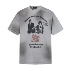 Character print worn out dirty short sleeves
