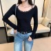 Pure Desire White Lace Trim False Two-Piece Basic T-Shirt Pure Desire White Lace Trim False Two-Piece Basic T-Shirt